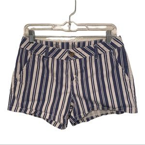 Ana blue white stripe cotton high waist shorts size 4